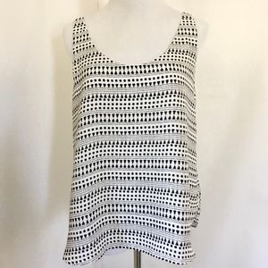 LOFT Petites Black Ivory Print Tank Top Sz MP